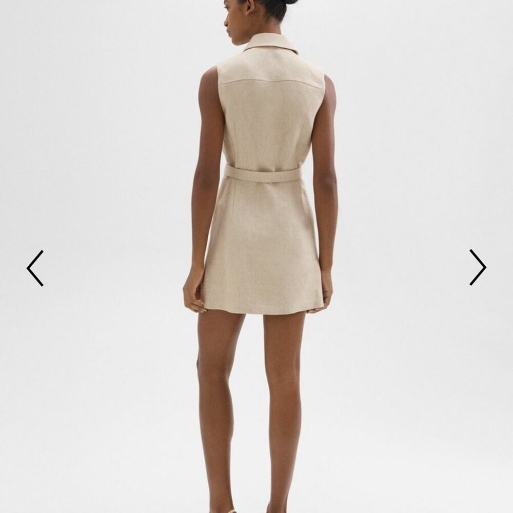 Theory Basket Weave Belted Military Dress Beige - Picture 5 of 10